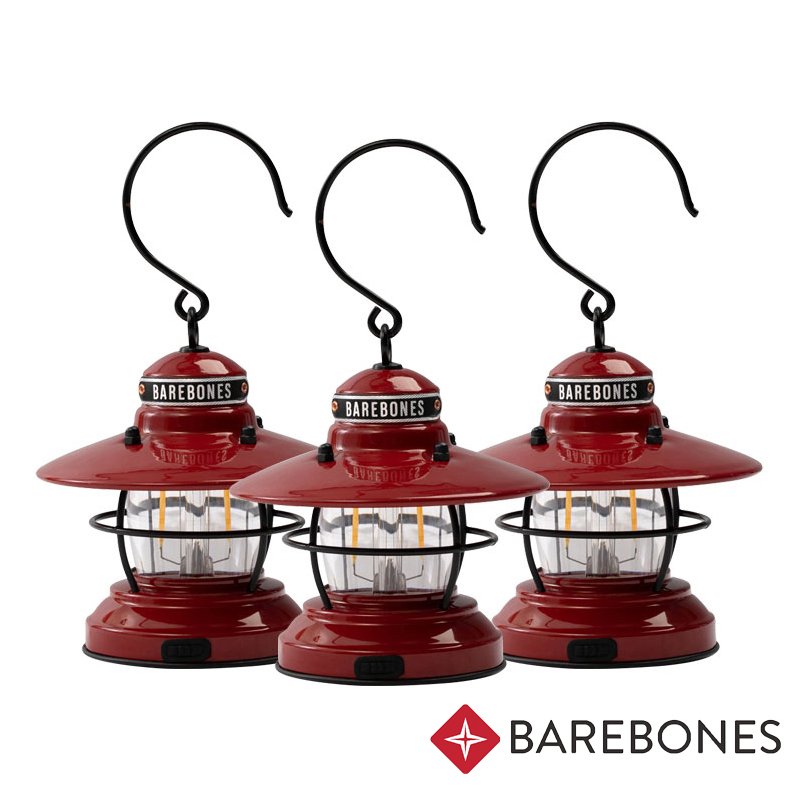 【Barebones】Edison Mini Lantern 吊掛營燈組-100流明『紅色』(3入) 戶外/登山/露營燈/戶外照明/ LED營燈/USB充電 LIV-277