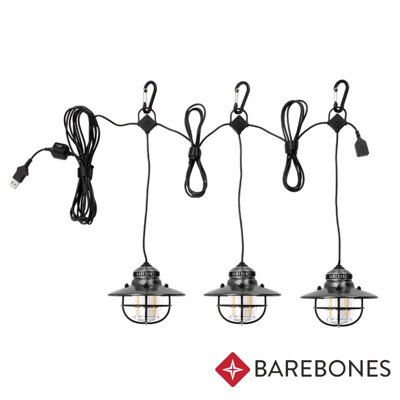 【Barebones】Edison String Lights串連垂吊營燈『霧黑』戶外/登山/露營燈/戶外照明/ LED營燈/USB充電 LIV-265