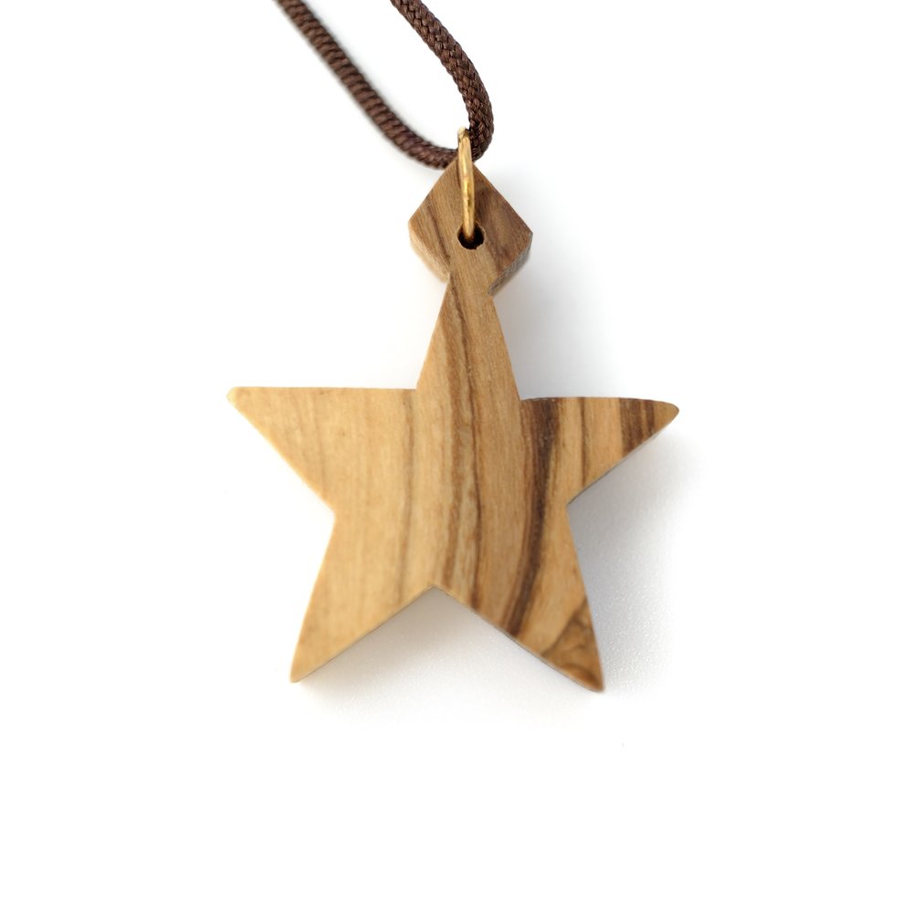 基督教禮品 以色列進口橄欖木 項鍊 掛飾 十字架經典系列 五芒星 5519