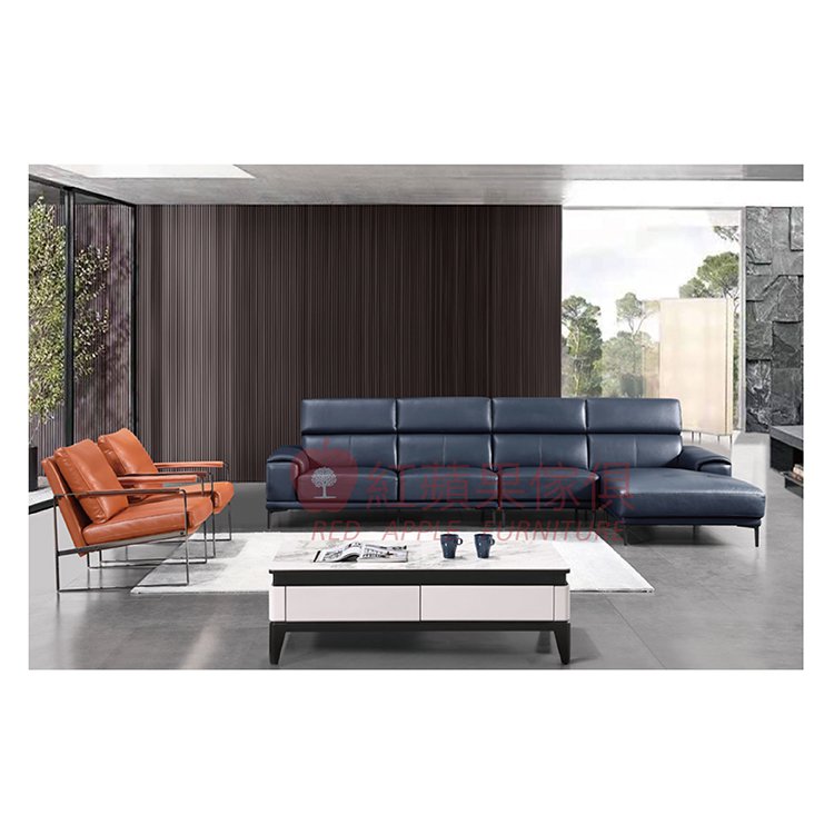 [紅蘋果傢俱]義式LJ8065沙發(另售 茶几 地櫃 單椅) L型沙發 皮沙發 牛皮沙發 實木內框架 極簡 義式客廳