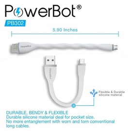 美國Powerbot Micro USB 快速充電線 PB302 快充線2.4A 短線 行動電源專用強強滾