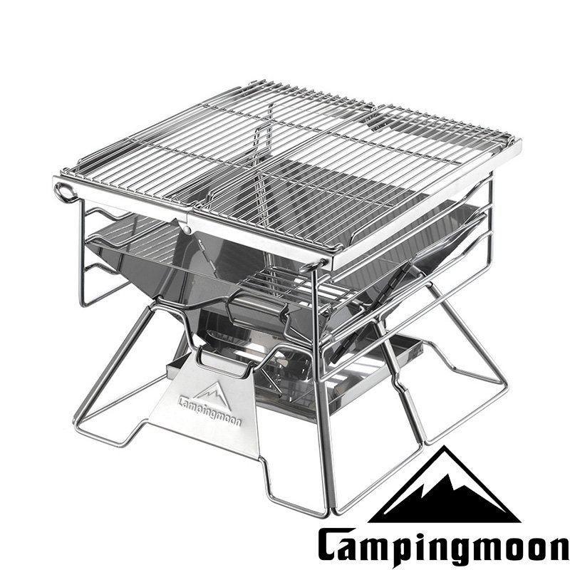 【Campingmoon】MT-2輕便型燒烤爐 21-00009 不鏽鋼 焚火台 營火台 柴爐 戶外 露營 烤肉架 燒烤