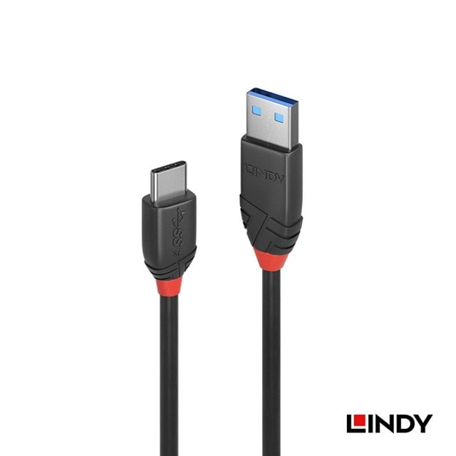 【免運 】LINDY 林帝 BLACK系列USB 3.2 GEN 2 TYPE-C/公 TO TYPE-A/公 傳輸線, 0.5M (36915_A)