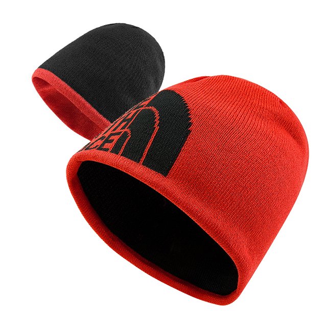 【美國 The North Face】暢銷款 大Logo PrimaLoft + 美麗諾羊毛雙層彈性保暖帽(僅65g.可雙面載).適賞雪滑雪登山健行 A5WG-SH9 紅/黑 V