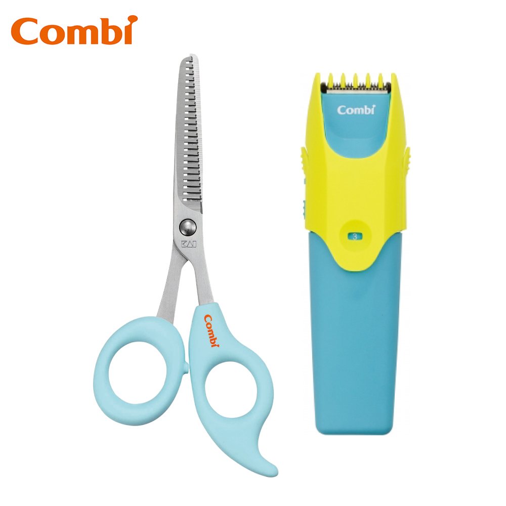【安可市集】COMBI 優質幼童電動理髮器+打薄剪(藍)