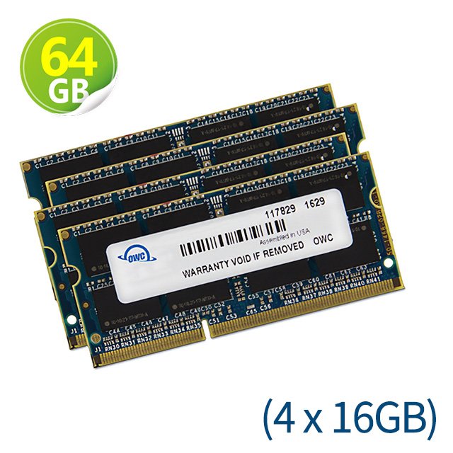 64GB (16GB x4)OWC Memory1600MHz DDR3 SO-DIMM PC3-12800 204Pin適用於 iMac 5K 27吋 (2015)