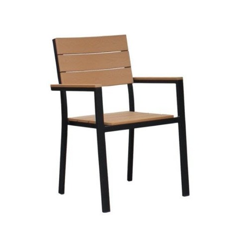 ╭☆雪之屋☆╯鋁製塑木椅(單張椅子不含桌)/戶外休閒桌椅O-419