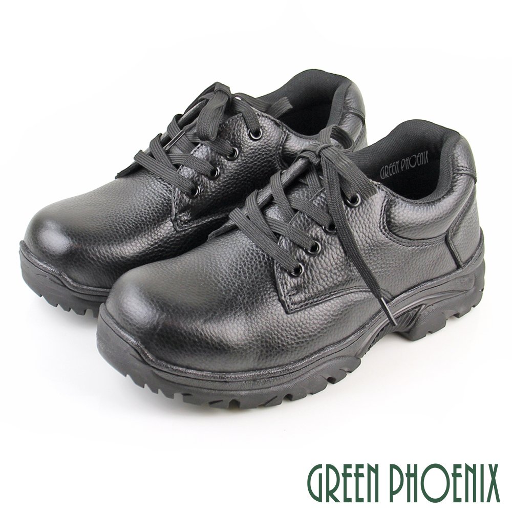 【GREEN PHOENIX 波兒德】男 鋼頭鞋 工作鞋 寬楦 綁帶 真皮 N-10589