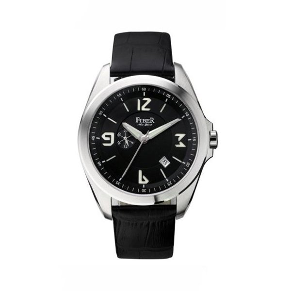 【FIBER】法柏簡約紳士時尚機械腕錶-黑銀款/FB8011-01-12W/台灣總代理公司貨享一年保固