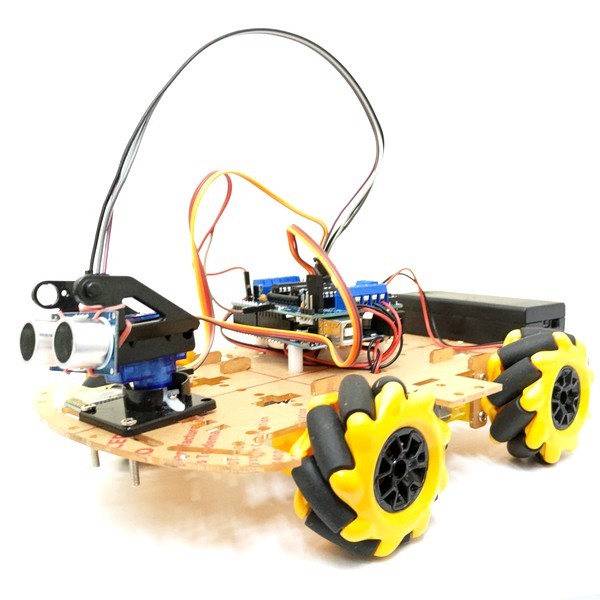 會漂移橫走的arduino避障車自走車套件 提供程式碼可手機操控 UNO接L239D驅動小車Mecanum輪子底盤電池