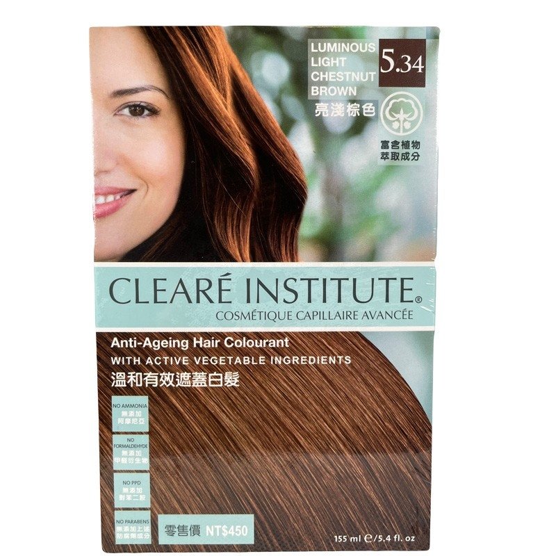 CLEARE INSTITUTE~可麗兒植萃染髮劑5.34亮淺棕色