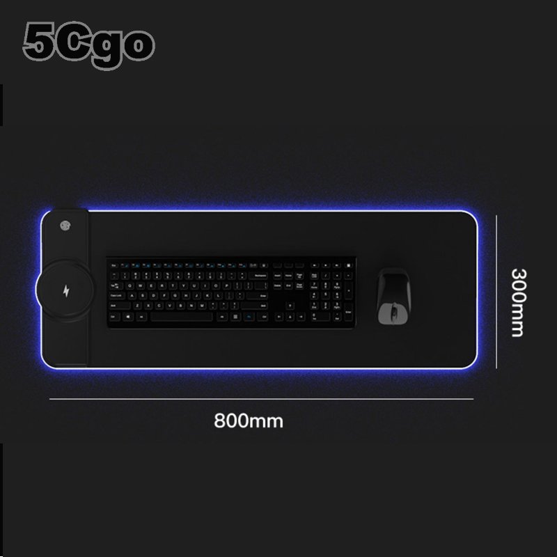 5Cgo【智能】創意禮品Alienware外星人RGB幻彩發光超大號遊戲滑鼠鍵盤桌墊 18W無線快充炫彩 含稅