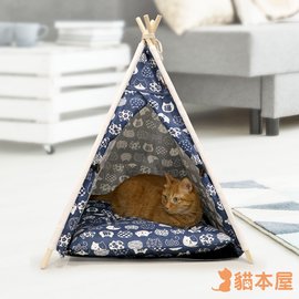 貓本屋狗窩/貓窩可拆洗四季通用四角型亞麻寵物帳篷-貓咪藍- PChome 商店街