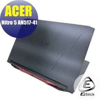 【Ezstick】ACER AN517-41 黑色卡夢膜機身貼 (含上蓋貼、鍵盤週圍貼) DIY包膜