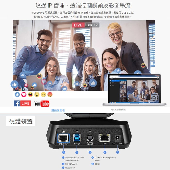 預購怪機絲12期AVer VC520 Pro Teams Edition特仕版USB視訊鏡頭喇叭