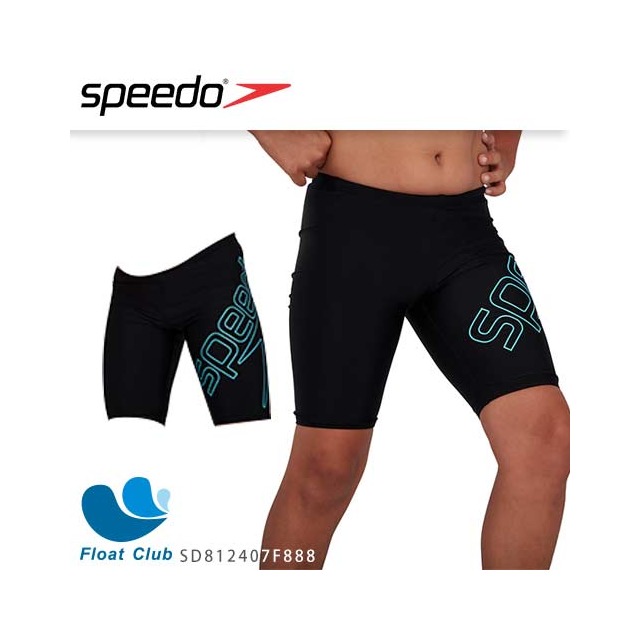 【SPEEDO】男孩運動及膝泳褲 Boom Logo 黑藍 SD812407F888 原價1480元