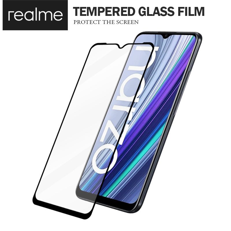 美特柏 OPPO Realme narzo 30A 彩色滿版全屏鋼化玻璃膜 全覆蓋鋼化膜 螢幕保護貼 防刮防爆