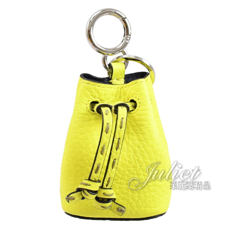 【全新現貨 補7個】茱麗葉精品 FENDI 7AR762 迷你水桶造型鑰匙圈.螢光黃現金價$6,800