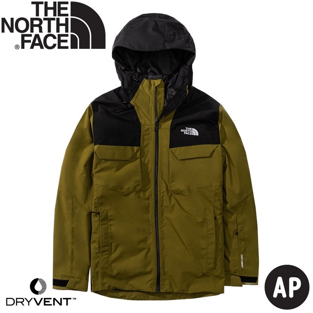 【The North Face 男 DryVent兩件式防水化纖雪衣外套《橄欖綠》】3M4M/防水外套/防風外套