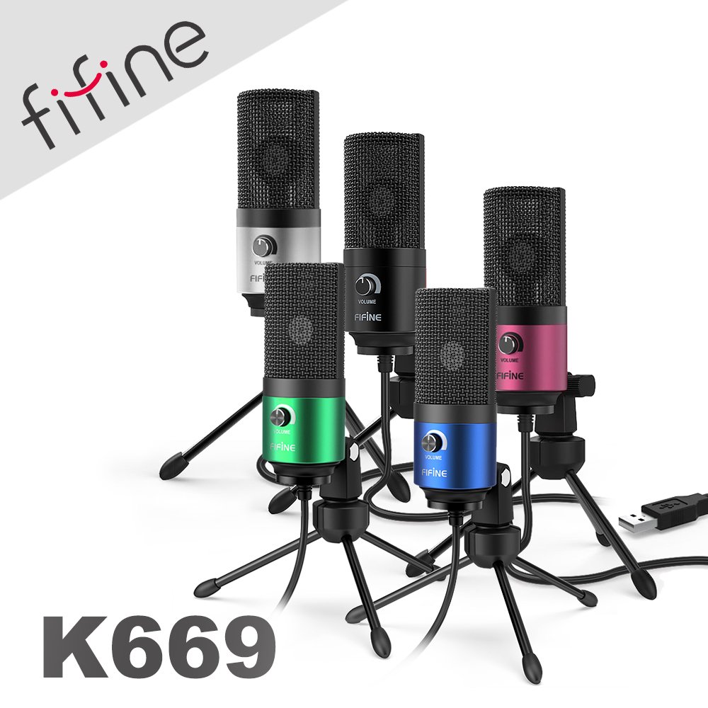 HowHear代理【FIFINE K669 USB心型指向電容式麥克風】心型指向/USB隨插即用/YouTuber/錄音/直播/線上會議/教學/遊戲/PS4/多種顏色可選擇