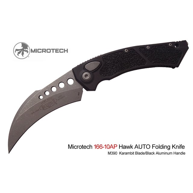 Microtech Hawk Auto 黑鋁柄自動側彈刀 -M390或CTS-XHP鋼 - #MT 166-10 AP