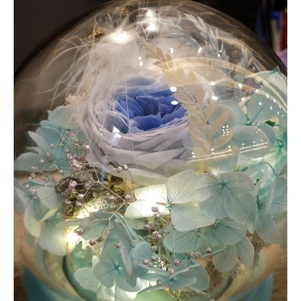 【情人節禮物最佳首選】日本進口永生花 乾燥花 浪漫玻璃瓶發光藍芽喇叭(高音質音效)