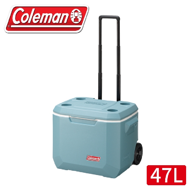 【Coleman 美國 47L XTREME 拉桿冰箱《薄霧藍》】CM-38453/行動冰箱/冰桶/保冰箱