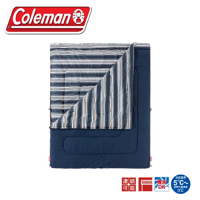 【Coleman 美國 冒險者紓壓睡袋《藍/C5》】CM-38136/露營用品/舒適睡墊/保暖睡袋/戶外登山
