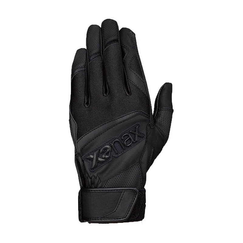 「野球魂」--日本「XANAX」合成皮革少年用打擊手套+守備手套（BBG103J，9090黑色）雙手用
