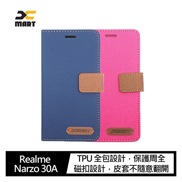 【預購】 XMART Realme Narzo 30A 斜紋休閒皮套 可立 插卡 磁扣 手機殼【容毅】