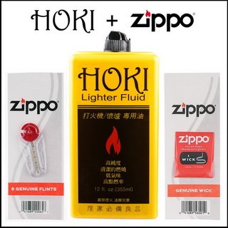 ◆斯摩客商店◆【HOKI】355ml打火機專用油+ZIPPO打火石 棉芯-3樣合購（非便宜煤油）