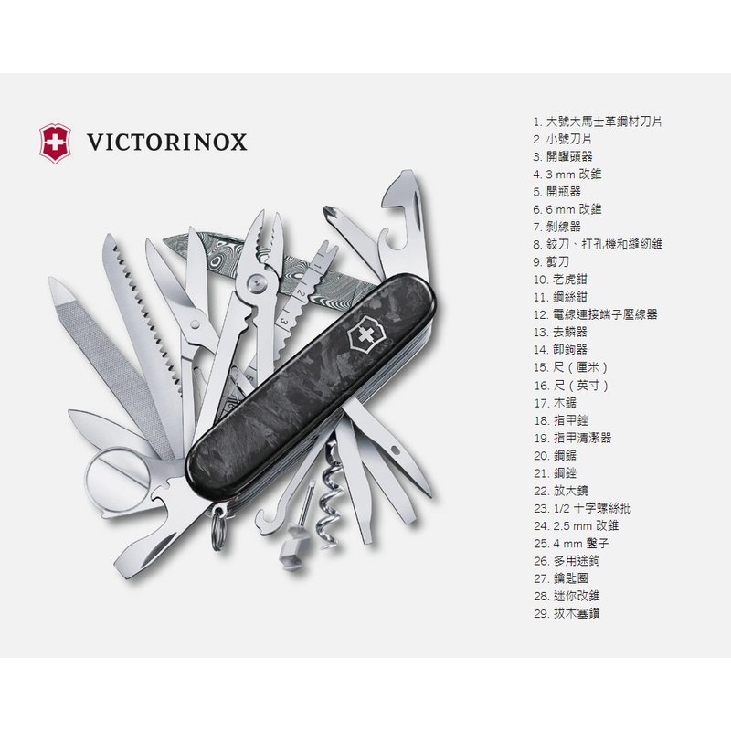 VICTORINOX 瑞士維氏 29用限量瑞士刀(大馬士革鋼) - #1.6791.J21