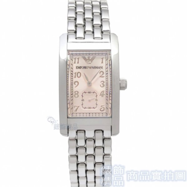 EMPORIO ARMANI AR0106亞曼尼 手錶 香檳色長方面 數字時標 小秒 鋼帶 男錶【錶飾精品】