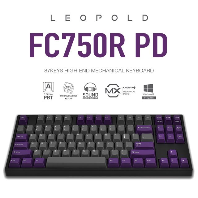 | MOJO | 韓國LeoPold FC750R PD機械鍵盤 灰紫 PBT二色成型鍵帽 英文 茶/青/紅