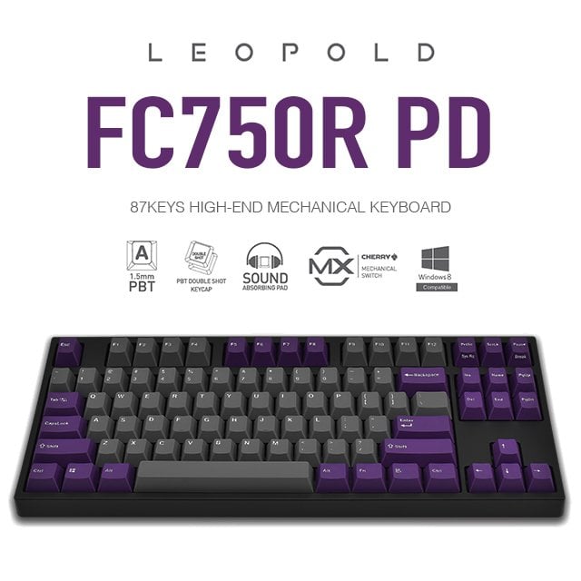 | MOJO | 韓國LeoPold FC750R PD機械鍵盤 灰紫 PBT二色成型鍵帽 英文 靜音紅