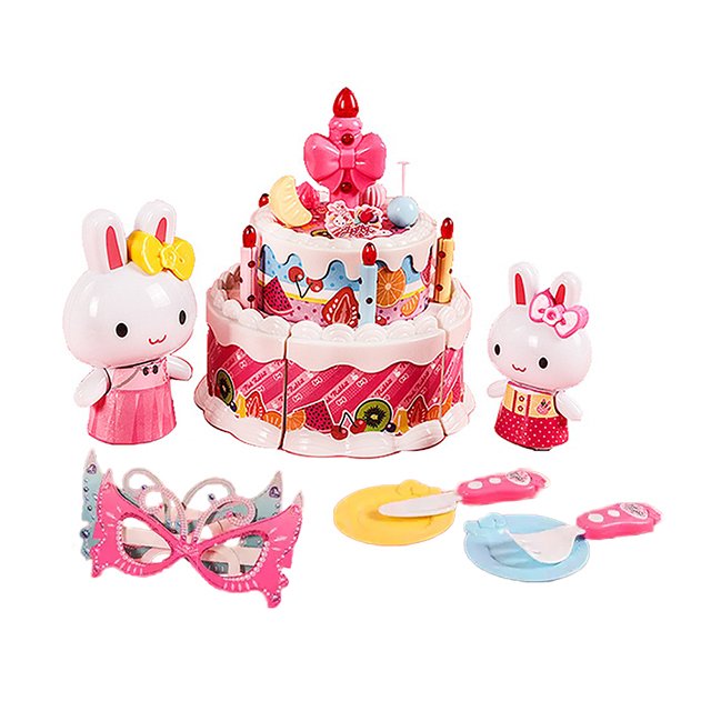 【孩子國】粉紅兔聲光蛋糕切切生日派對/家家酒遊戲(附粉紅兔公仔)