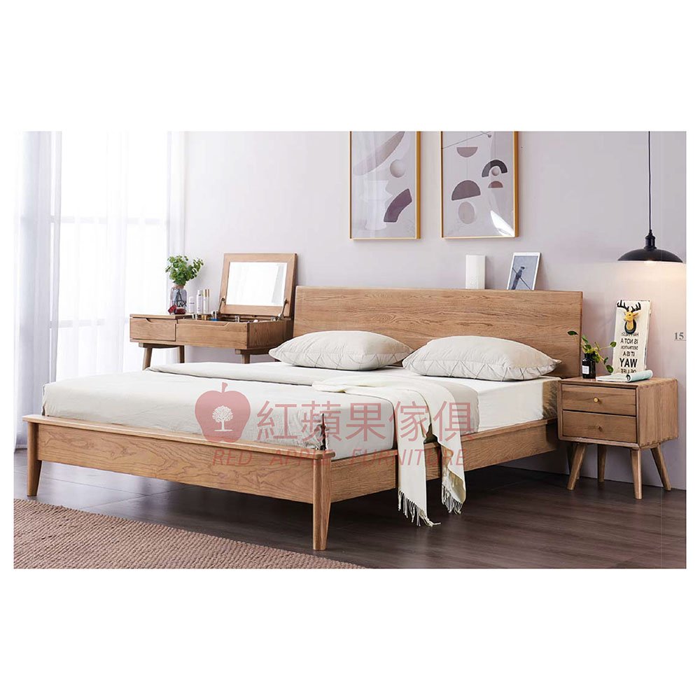 [紅蘋果傢俱] 實木家具 梣木系列 SMK-W01S 床 床架 雙人床 實木床架 全實木 臥房