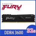 金士頓 Kingston FURY Beast 獸獵者 DDR4 3600 32GB 桌上型超頻記憶體(KF436C18BB/32)