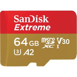 64G【SanDisk 晟碟】Extreme microSDXC UHS-I V30 A2 記憶卡 (公司貨)