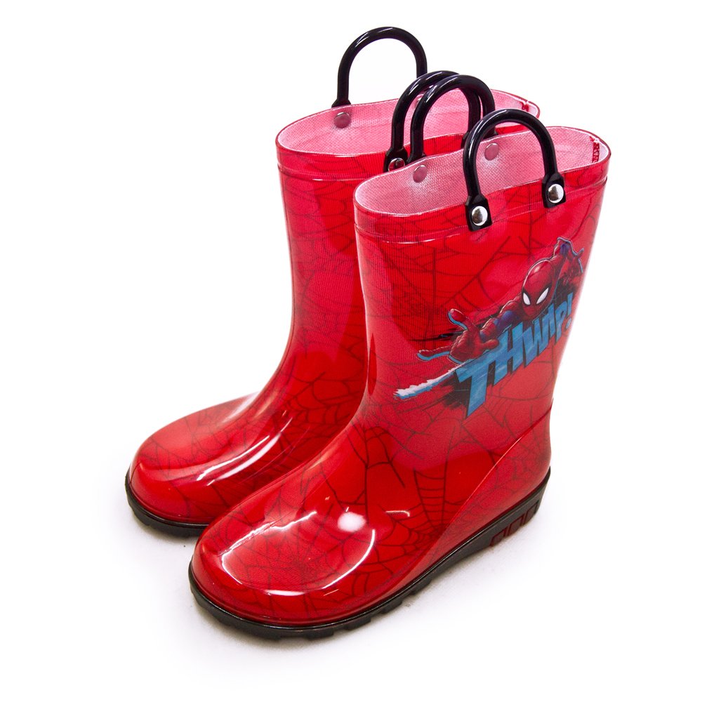 【MARVEL】漫威 中童 17cm-22cm 蜘蛛人 SPIDER-MAN 兒童雨鞋 高筒雨靴 台灣製造 紅黑 09692