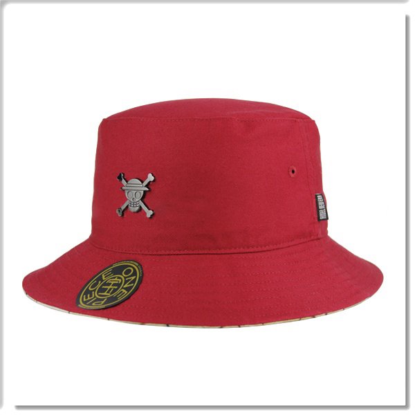 【ANGEL NEW ERA 】ONE PIECE 航海王 魯夫 金屬Logo 漁夫帽 酒紅色 黑牌 探險帽 可拆繩