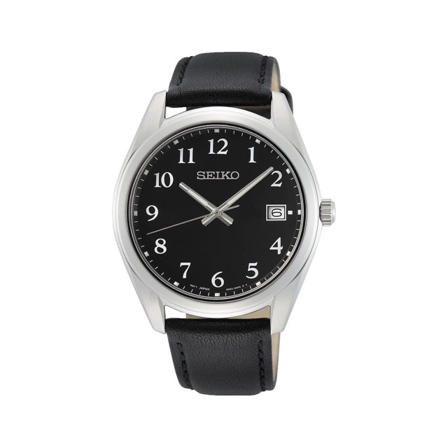 Seiko 精工表 6N52-00F0C(SUR461P1) CS系列經典設計時尚皮帶腕錶 / 黑面 40.2mm SK037