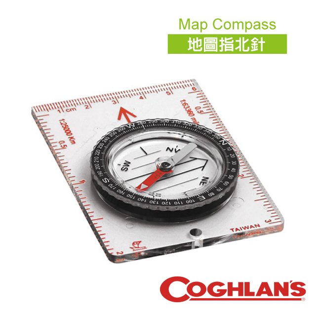 【加拿大 Coghlans】Map Compass 地圖平板指北針(內含 1:25000 比例尺).夜光指針.方便隨身攜帶_#8162