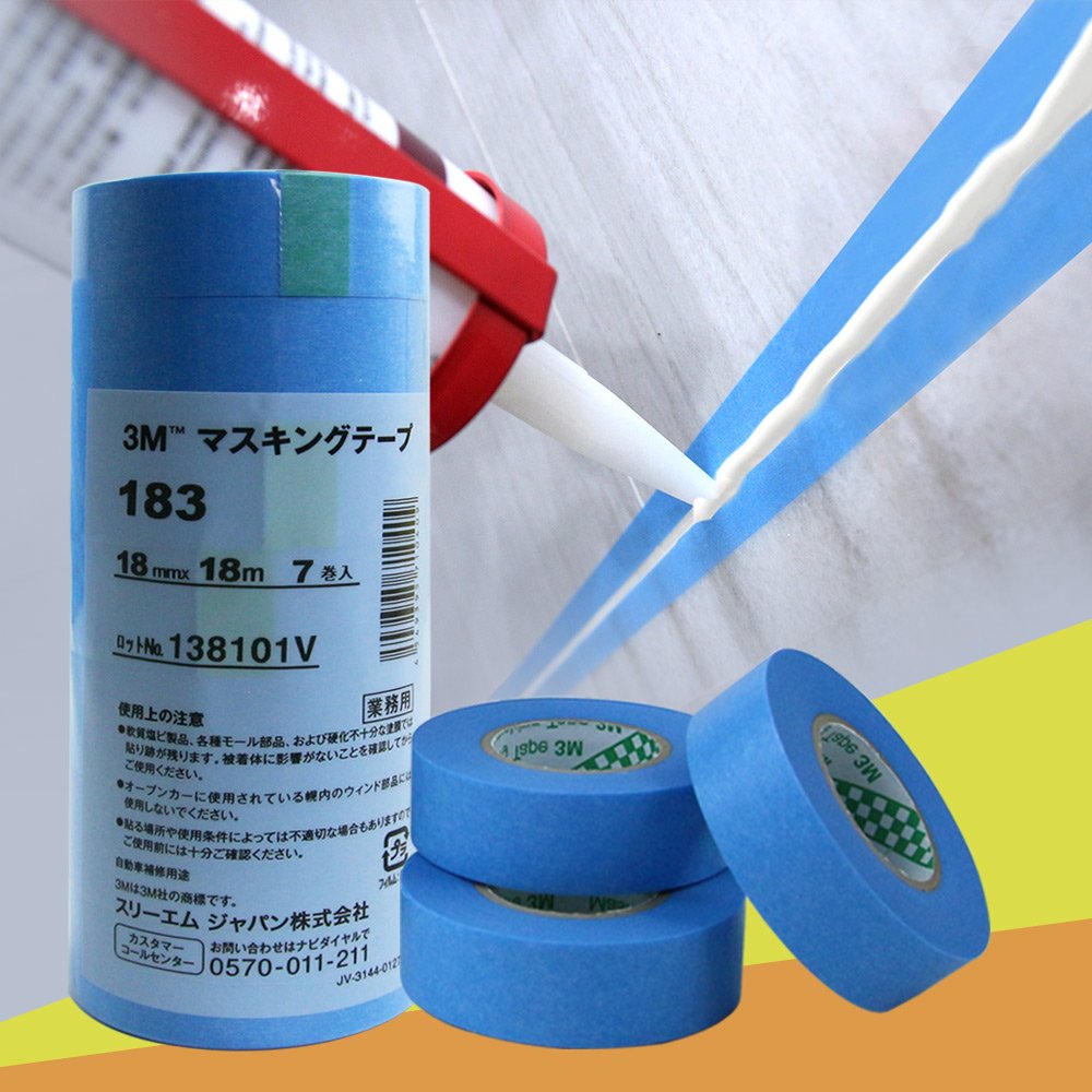 3M 遮蔽膠帶 藍色(7卷∕包) 寬18mm*18m PN183 日本製∕和紙膠帶(油漆∕板噴∕矽利康使用)
