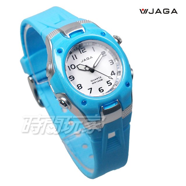 JAGA 捷卡 休閒 簡單生活 小巧可愛 防水手錶 指針錶 學生錶 女錶 AQ925A-EE(淺藍)