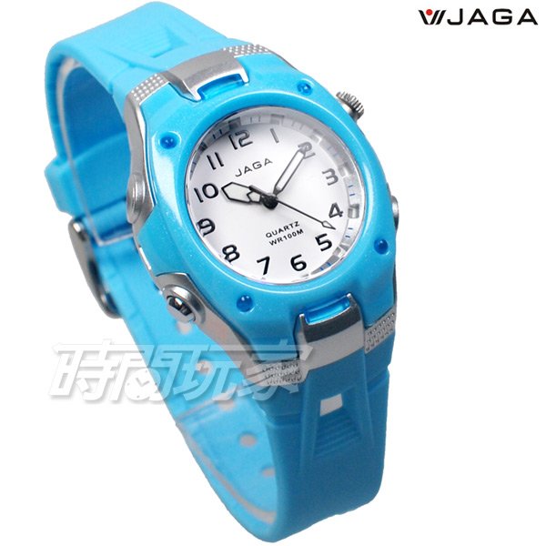 JAGA 捷卡 休閒 簡單生活 小巧可愛 防水手錶 指針錶 學生錶 女錶 AQ925A-EE(淺藍)