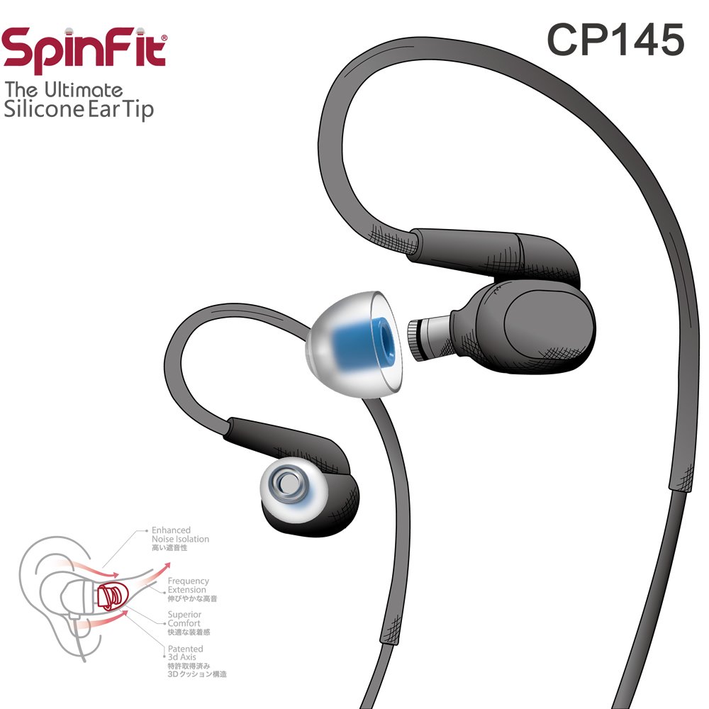 志達電子 CP145 三對入 L M S (非硬卡包裝) SpinFit 會動的耳塞 專利技術 傘葉比一般耳塞更長，加強與耳道的貼合度 N5005