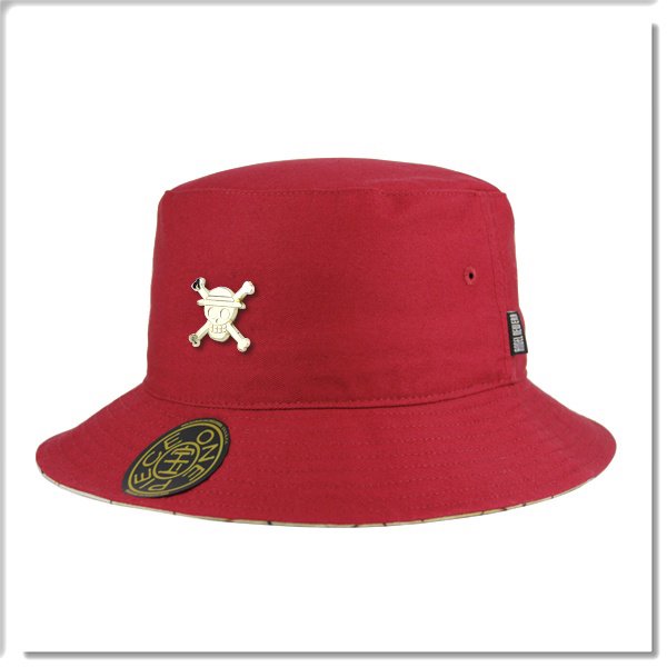 【ANGEL NEW ERA 】ONE PIECE 航海王 魯夫 金屬Logo 漁夫帽 酒紅色 金牌 探險帽 可拆繩