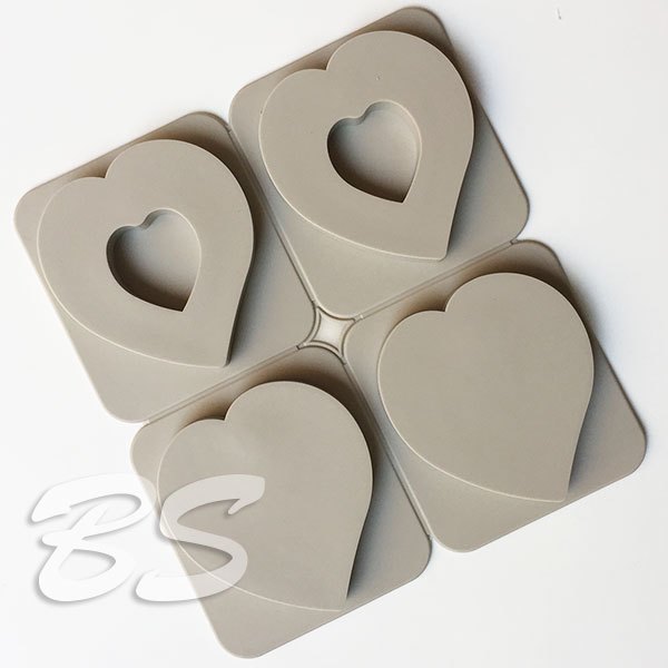 MSA0403_03B 香薰石膏模具4連兩款愛心造型模具(深0.9公分) 裝飾B、蠟片模具、防蚊磚模具、香薰掛飾矽膠模、心型造型擴香石矽膠模