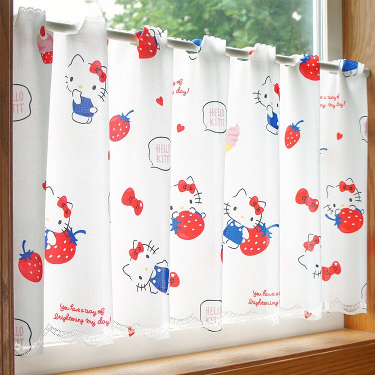 Hello Kitty 草莓甜點窗簾 裝飾 日本製正版